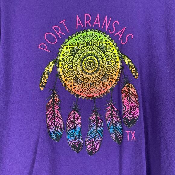 Port Aransas Texas Women's T Shirt  Rainbow Dream Catcher Purple Short Sleeve XL - Picture 3 of 6